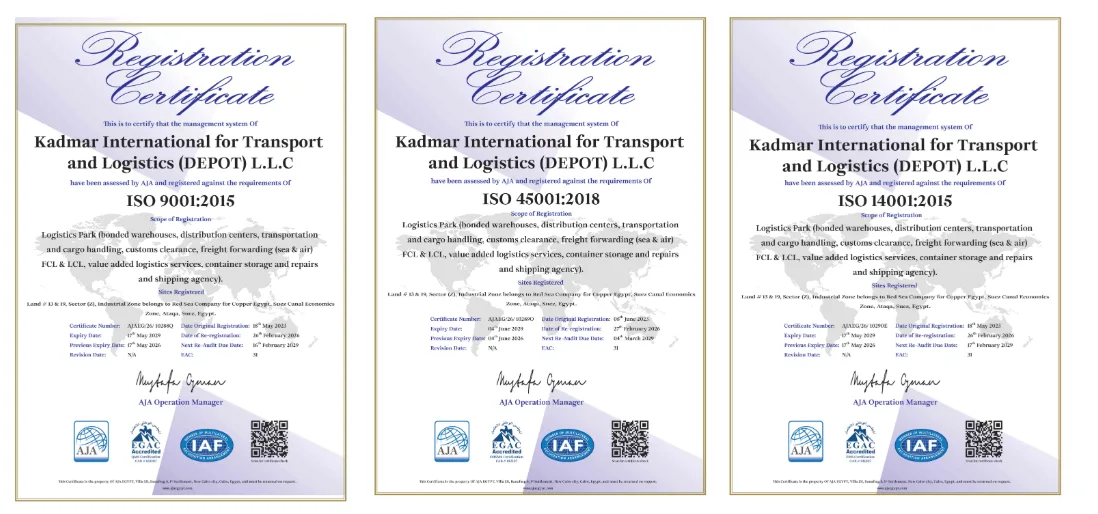 DEPOT KADMAR INTERNATIONAL Achieves Prestigious ISO Certifications